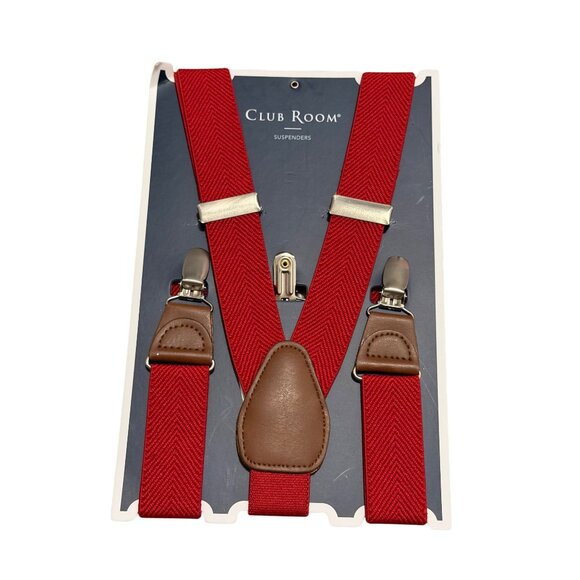 Club Room Mens Red Suspenders One Size  Adjustable Clips Suspenders. NWT - Picture 11 of 11